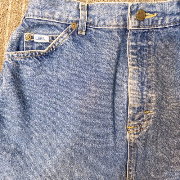 Vintage Lee Womens Size 12 Skirt High Rise Medium Wash A Line Mid Rise Pockets - Picture 4 of 7